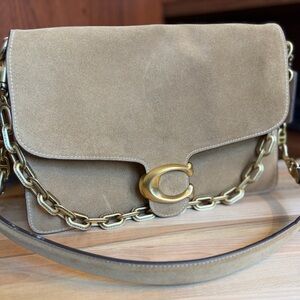 COACH CHAIN TABBY 30 SHOULDER BAG SUEDE BEIGE "SAND" LARGE TABBY